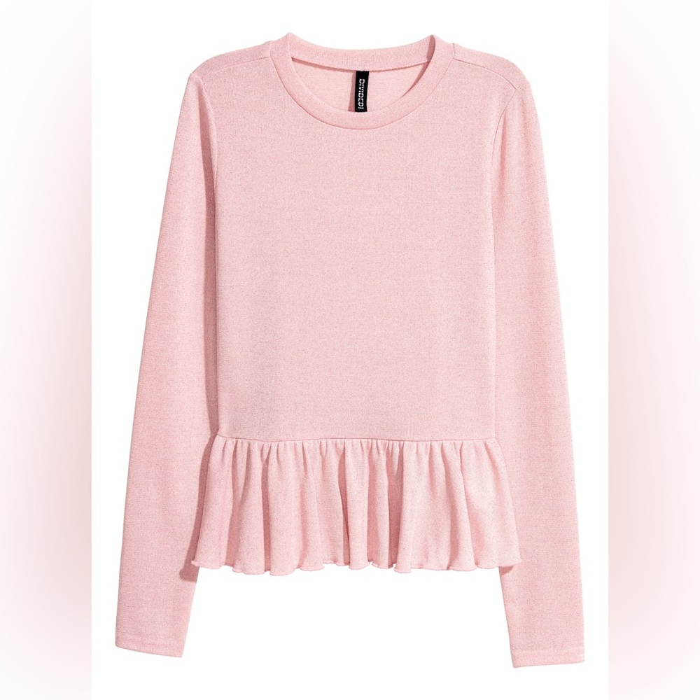 H&M Light Pink Glitter Peplum Sweater